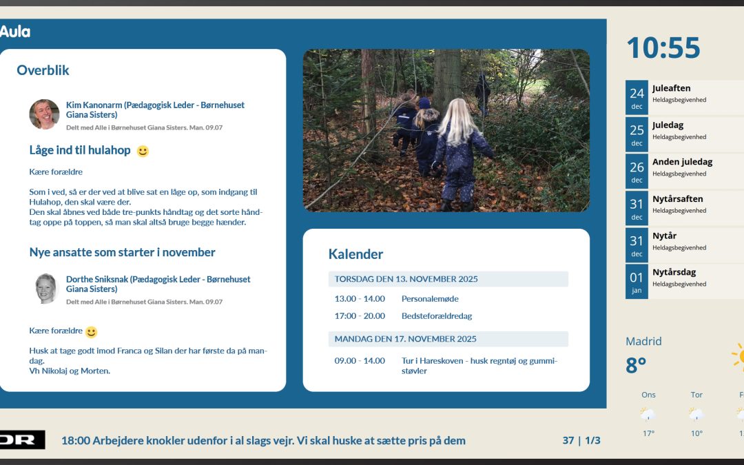 Få Aula Infotavlen på skolens infoskærme – endnu smartere med Screenpublisher